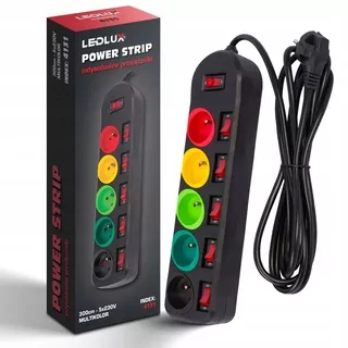 Predlžovací kábel napájací pás 3m 5 zásuviek LEDLUX